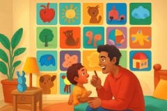 Como criar um mural de vocabulário bilíngue para crianças em casa