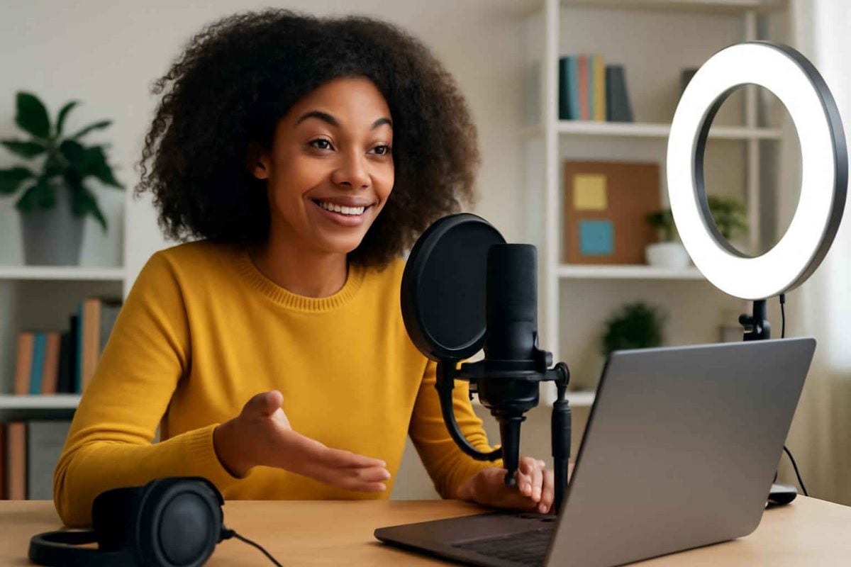 Como usar microfone condensador USB para aulas online e podcasts educativos