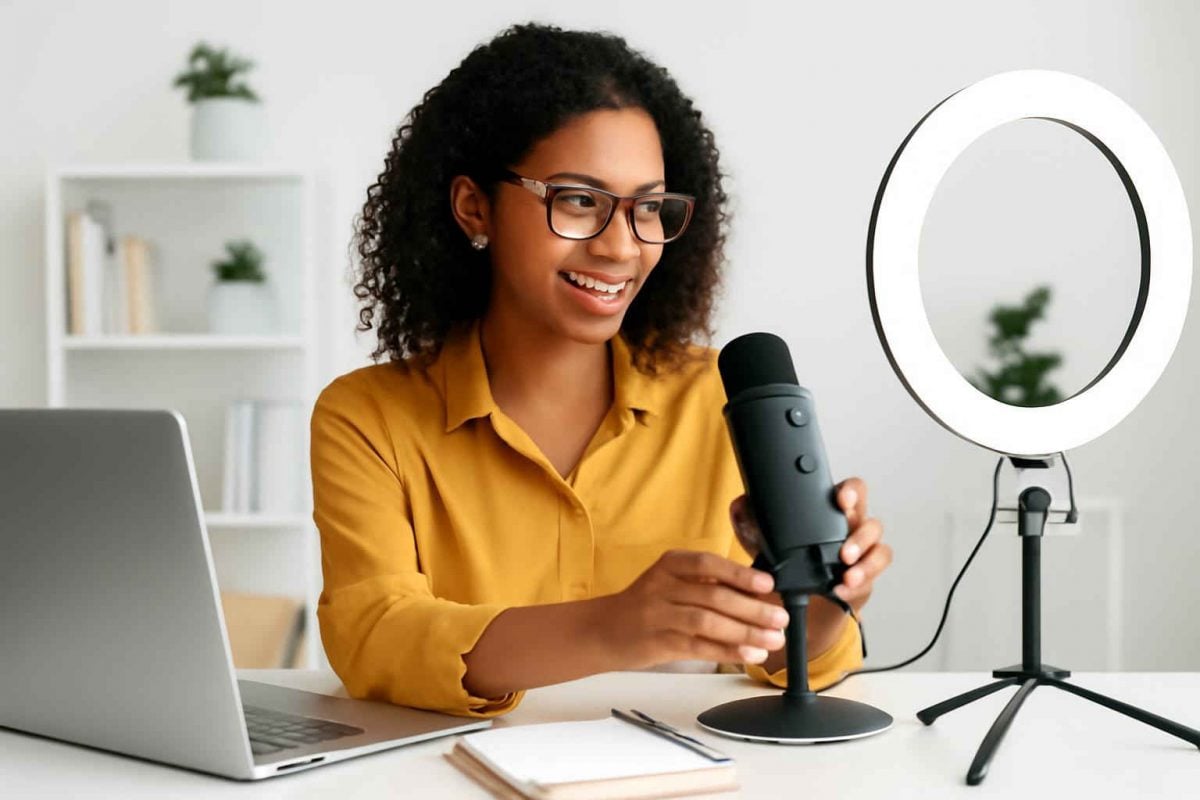 Como escolher e configurar um microfone condensador USB para videoaulas profissionais