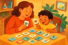 Como criar um jogo de memória bilíngue caseiro para estimular vocabulário e concentração