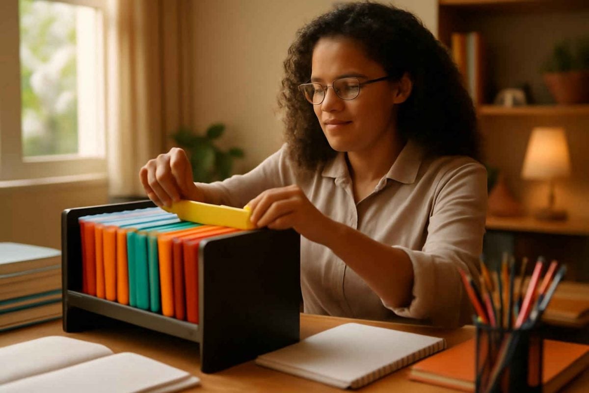 Como organizar estudos para concursos de pedagogia com pastas suspensas