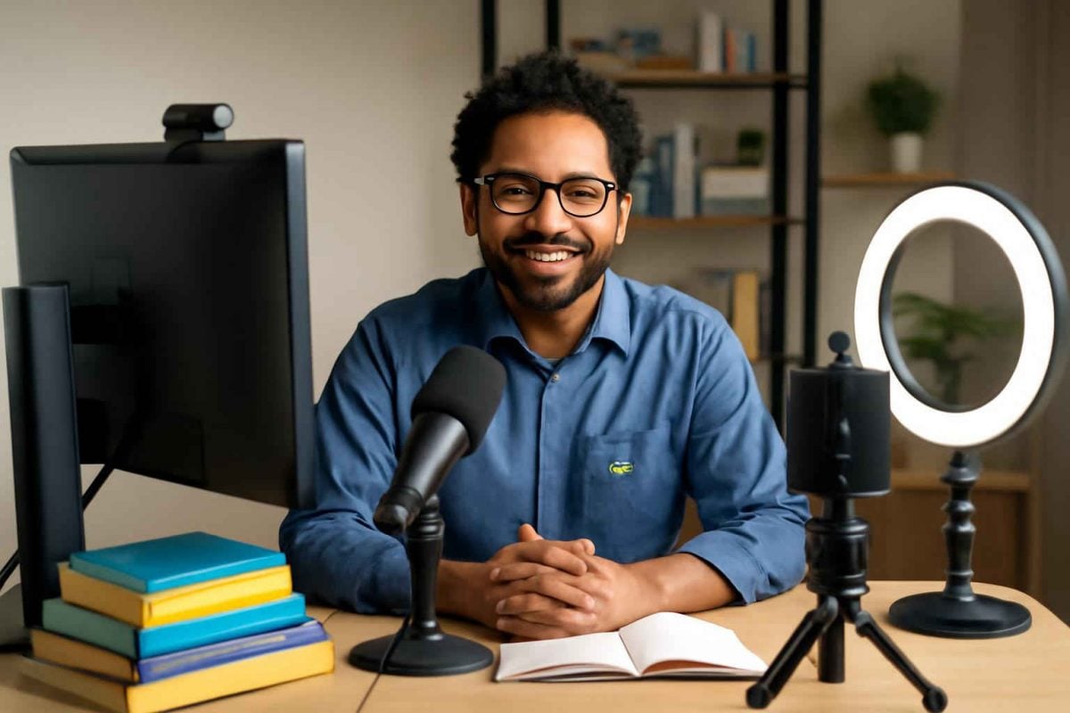 Guia de acessórios essenciais para videoaulas: microfones, webcams e mais