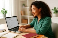 Professora criando simulado online para concurso de pedagogia no Google Forms