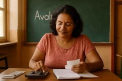 Professor organizando finanças usando o método avalanche em sala de aula