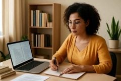 Professor utilizando o NotebookLM para estudar documentos pedagógicos e organizar a formação docente continuada