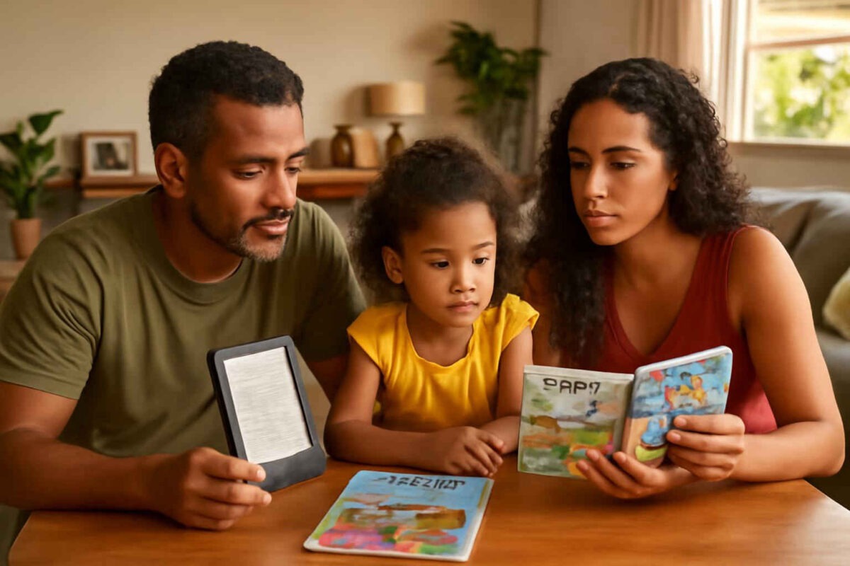 Kindle Kids, livros bilíngues com áudio ou caneta de leitura: qual opção desenvolve melhor o inglês infantil sem desperdício